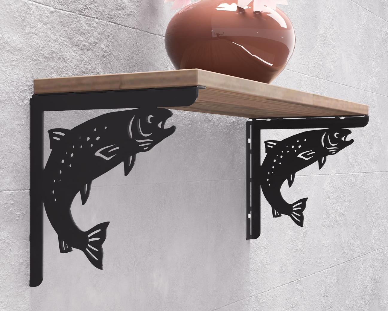Rainbow Trout Shelf Bracket. DXF, SVG files for plasma, laser cutting. Shelf Support. Фото 7