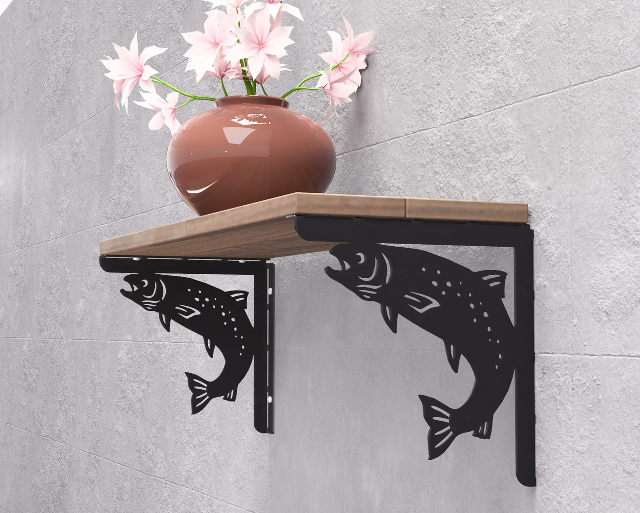 Rainbow Trout Shelf Bracket. DXF, SVG files for plasma, laser cutting. Shelf Support. Фото 9