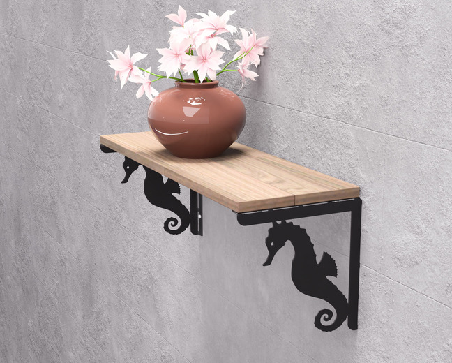 Seahorse Shelf Bracket. DXF, SVG files for plasma, laser cutting. Shelving Bracket