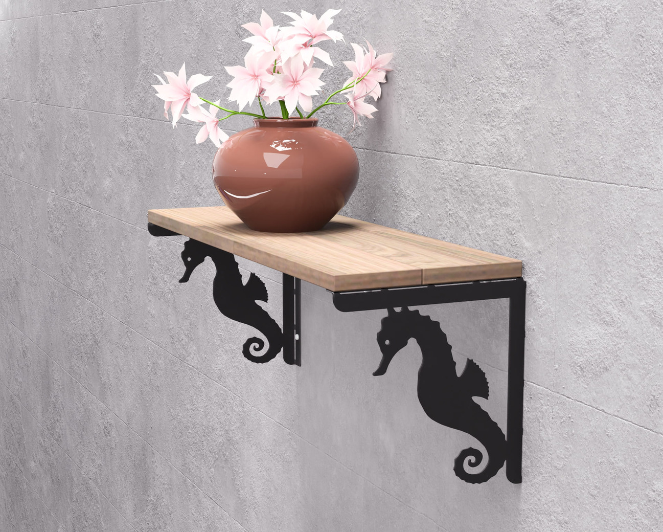 Seahorse Shelf Bracket. DXF, SVG files for plasma, laser cutting. Shelving Bracket. Фото 3