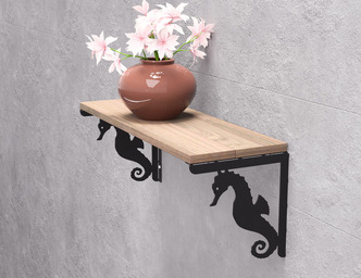 Seahorse Shelf Bracket. DXF, SVG files for plasma, laser cutting. Shelving Bracket