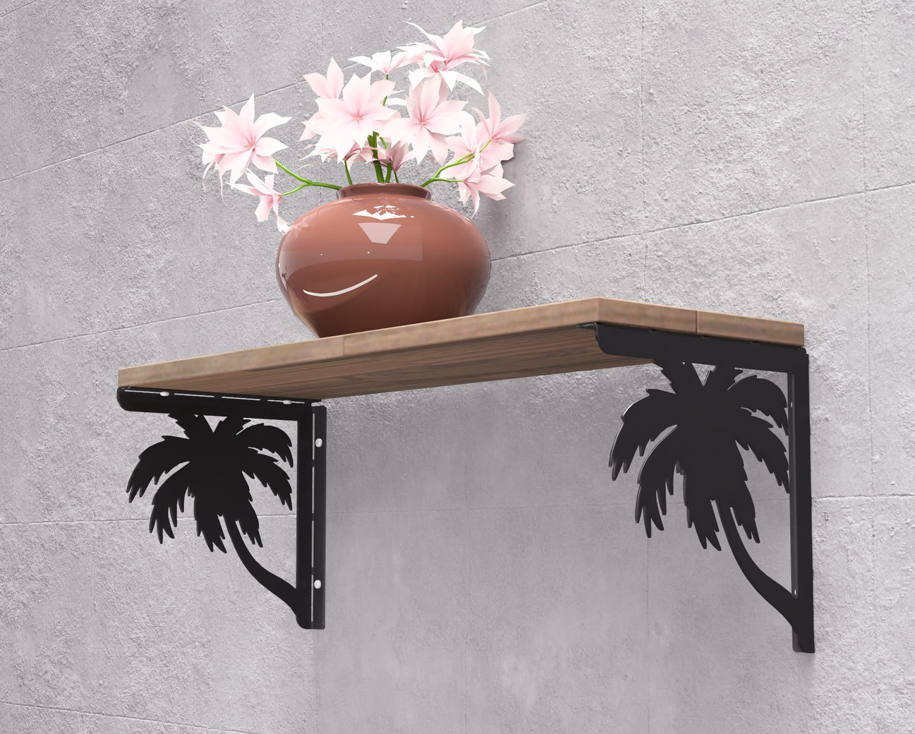 Palm Tree Shelf Bracket. DXF, SVG files for plasma, laser cutting. Shelving Bracket