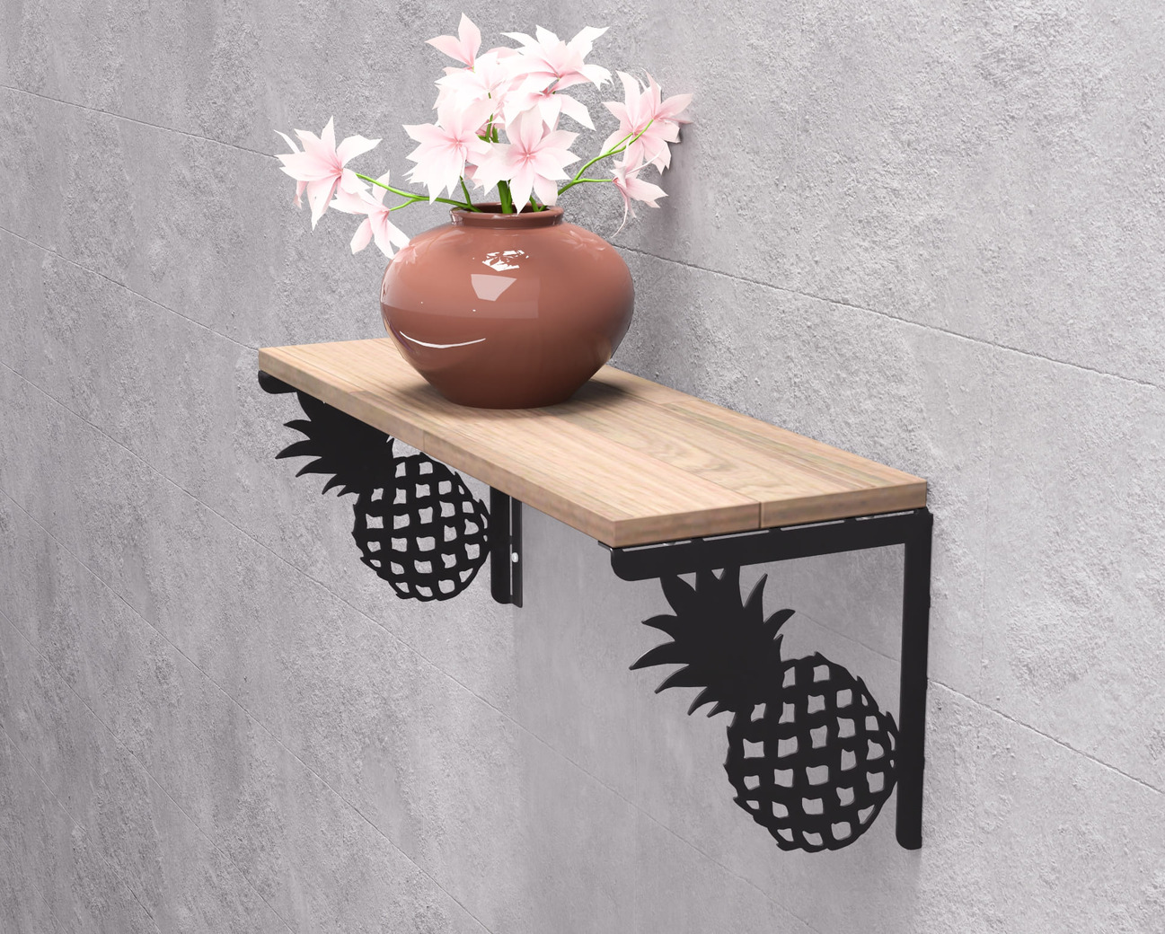 Suporte para prateleira Abacaxi. Arquivos DXF e SVG para corte e plasma a laser. Apoio para prateleira