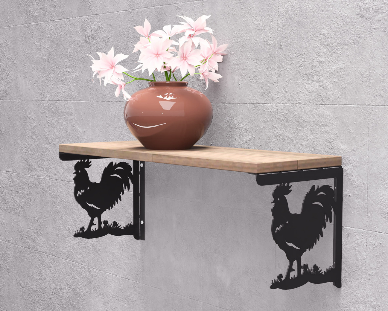 Rooster Shelf Bracket. DXF, SVG files for plasma, laser cutting. Shelving Bracket
