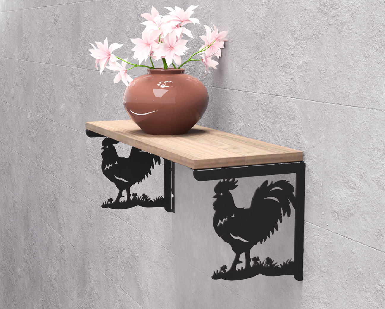 Rooster Shelf Bracket. DXF, SVG files for plasma, laser cutting. Shelving Bracket. Фото 3
