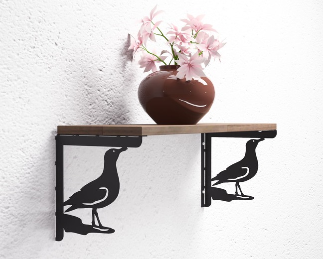 Équerre pour étagère Mouette. Fichiers DXF, SVG pour découpe plasma et laser. Support d'étagère