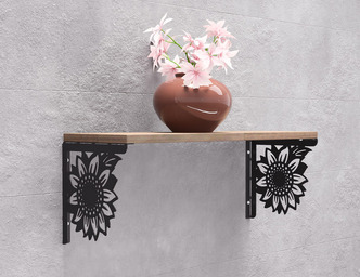 Sunflower Shelf Bracket. DXF, SVG files for plasma, laser cutting. Shelving Bracket