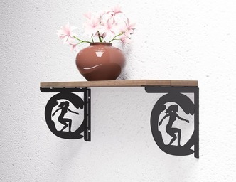 Surfing Girl Shelf Bracket. DXF, SVG files for plasma, laser cutting. Surfer Girl Shelving Bracket