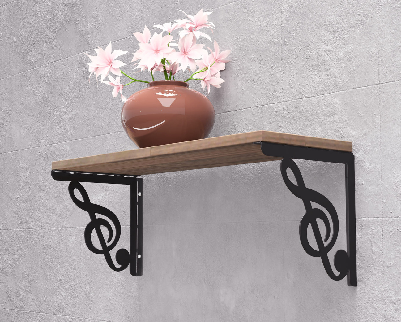 Treble Clef Shelf Bracket. DXF, SVG files for plasma, laser cutting. Shelving Bracket
