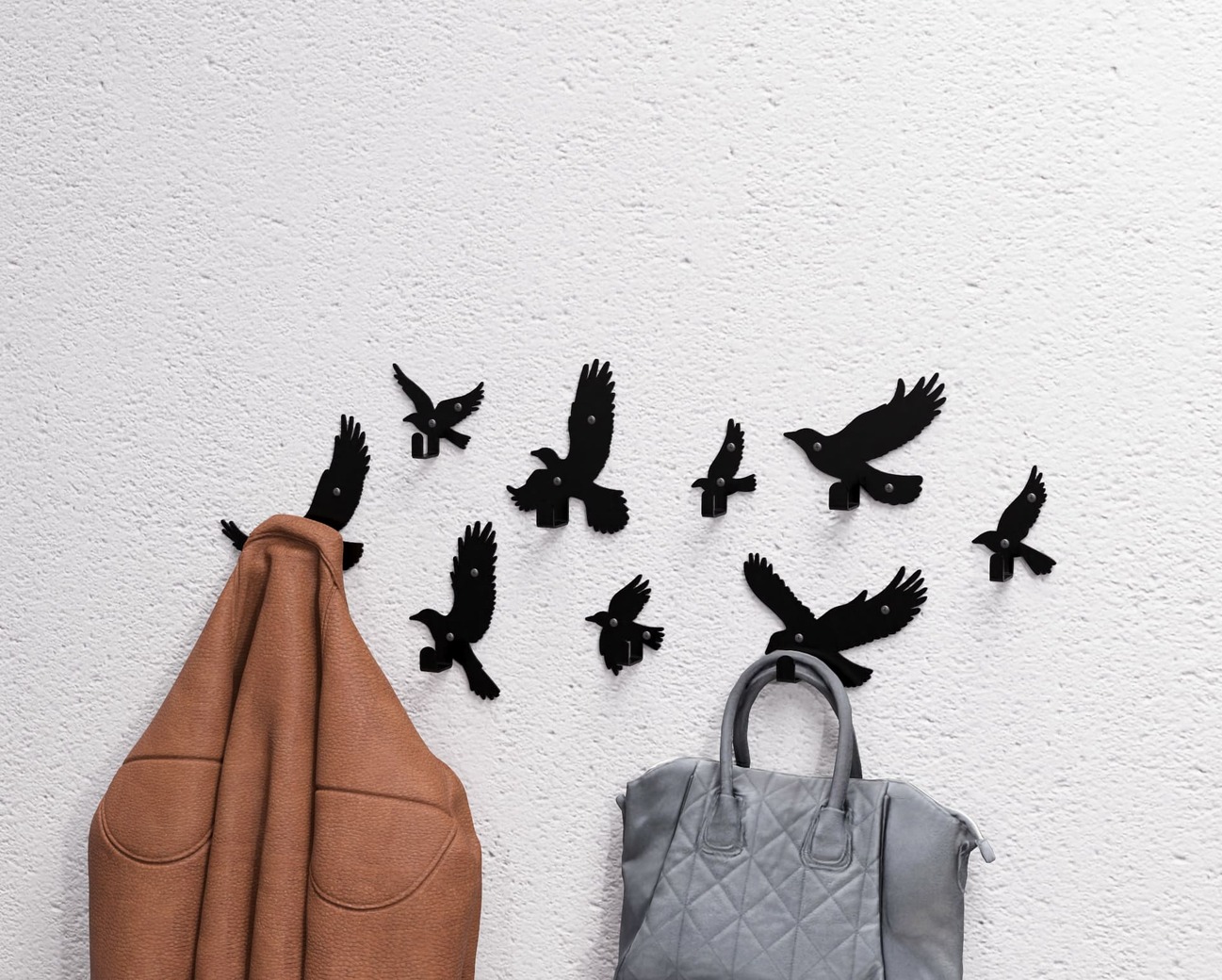 Birds Coat Hooks. DXF, SVG files for plasma, laser cutting. Wall hooks for coats