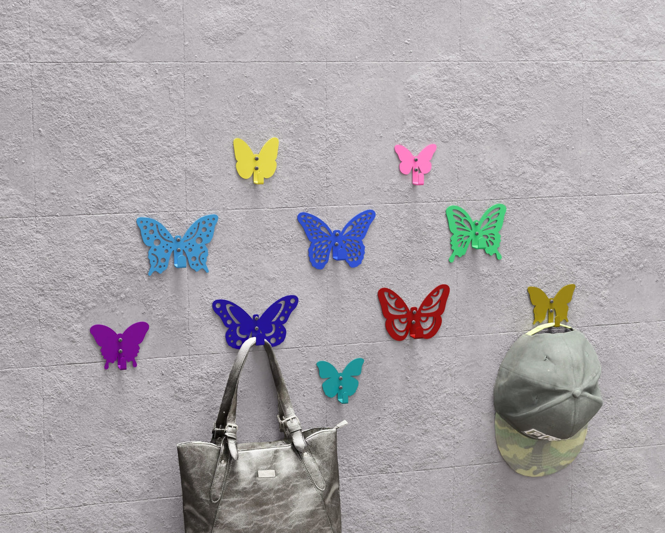Butterflies Coat Hooks. DXF, SVG files for plasma, laser cutting. Wall hooks for coats