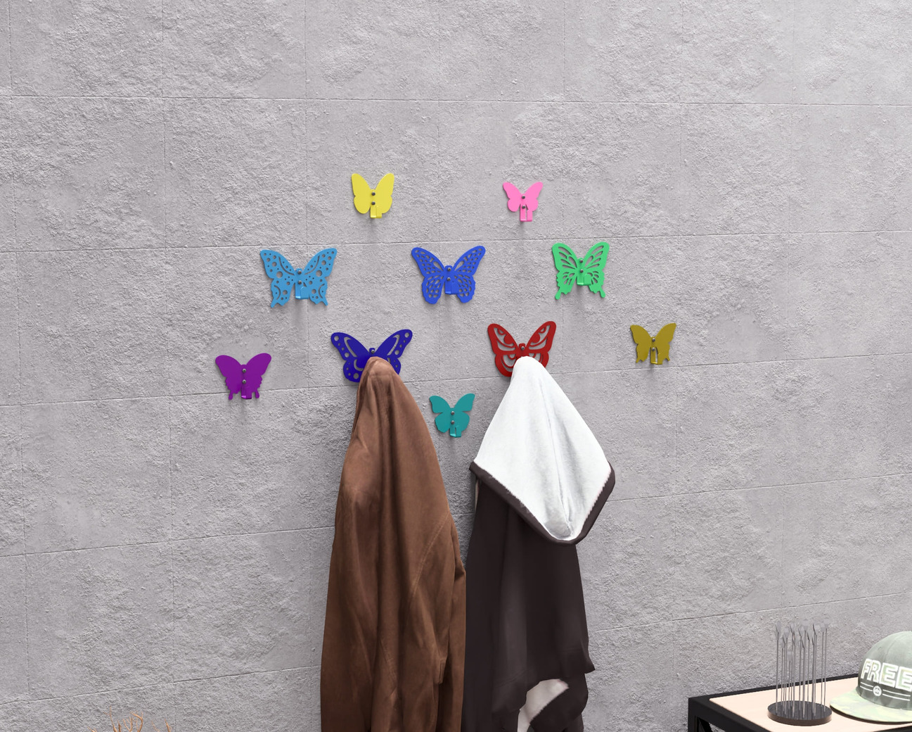 Butterflies Coat Hooks. DXF, SVG files for plasma, laser cutting. Wall hooks for coats. Фото 2