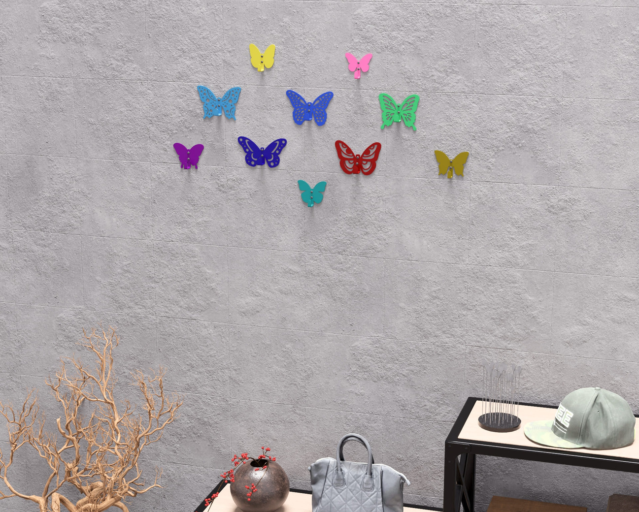 Butterflies Coat Hooks. DXF, SVG files for plasma, laser cutting. Wall hooks for coats. Фото 8