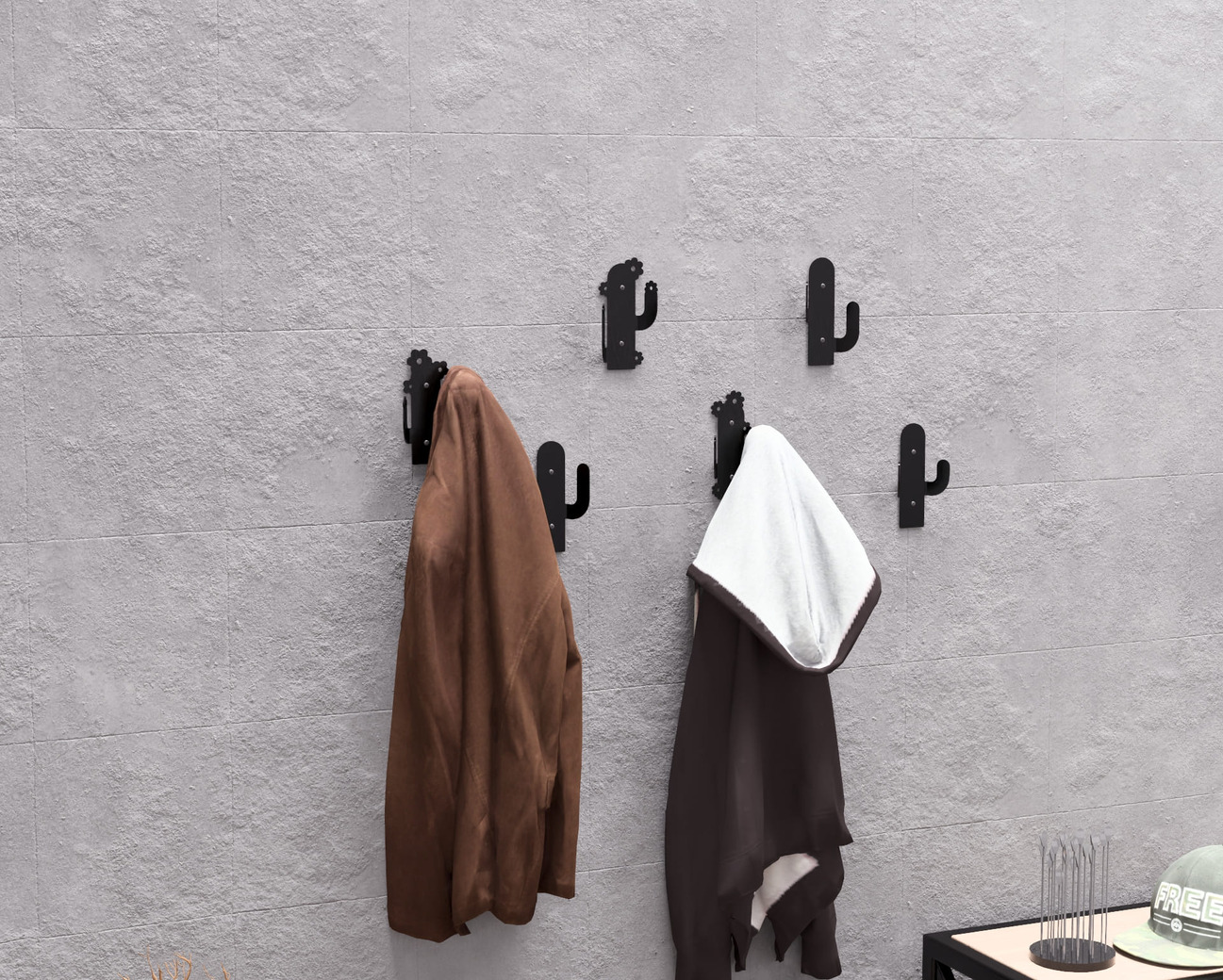 Cactus Coat Hooks. DXF, SVG files for plasma, laser cutting. Wall hooks for coats. Фото 2