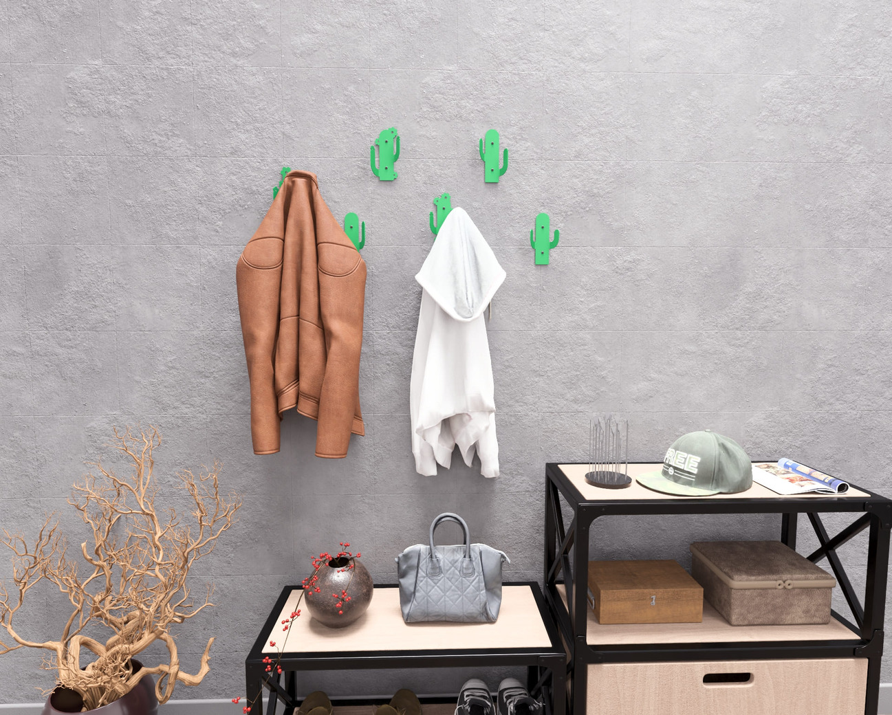 Cactus Coat Hooks. DXF, SVG files for plasma, laser cutting. Wall hooks for coats. Фото 10