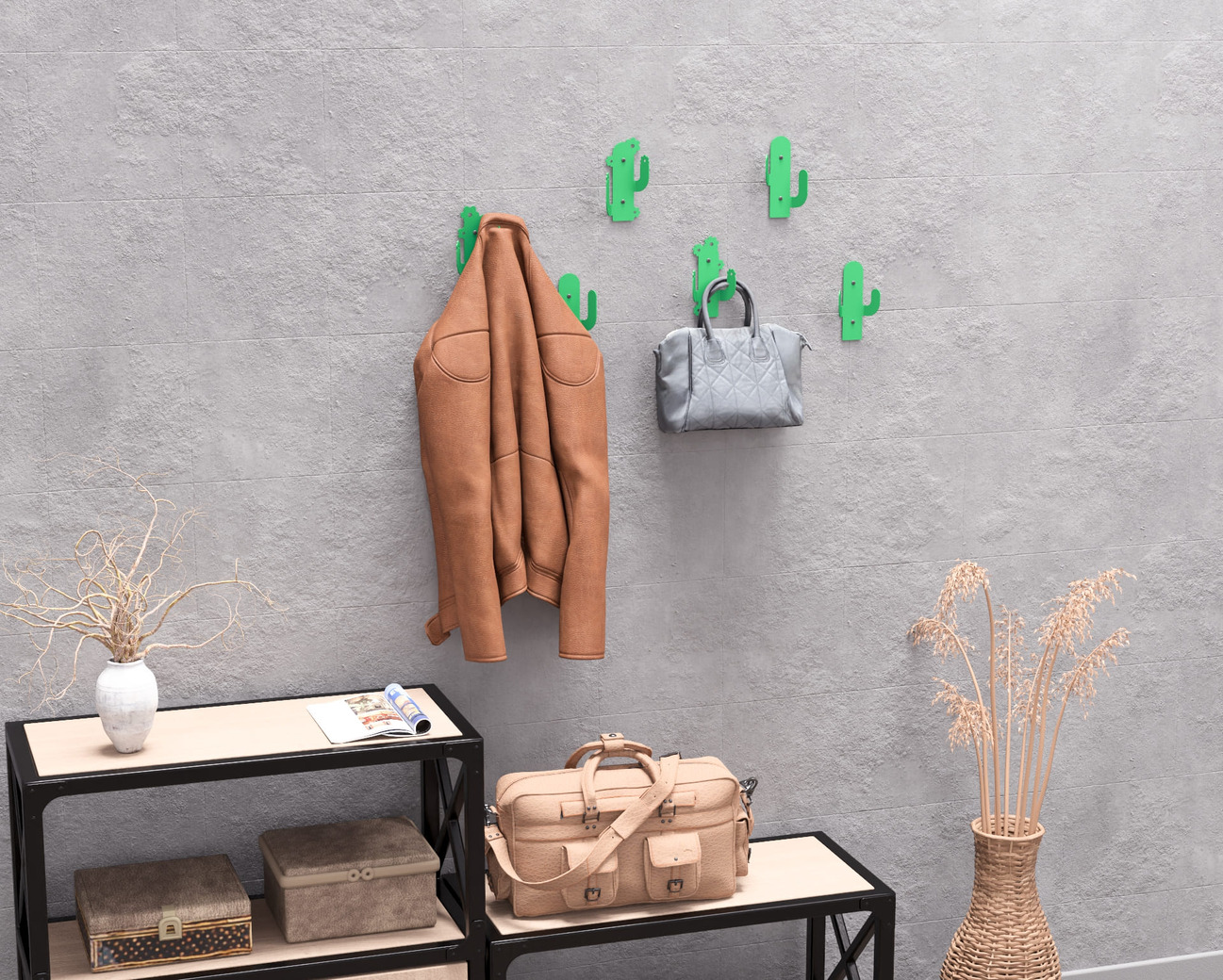 Cactus Coat Hooks. DXF, SVG files for plasma, laser cutting. Wall hooks for coats. Фото 6