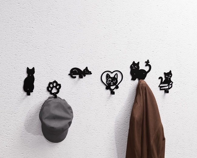 Cats Coat Hooks. DXF, SVG files for plasma, laser cutting. Wall hooks for coats
