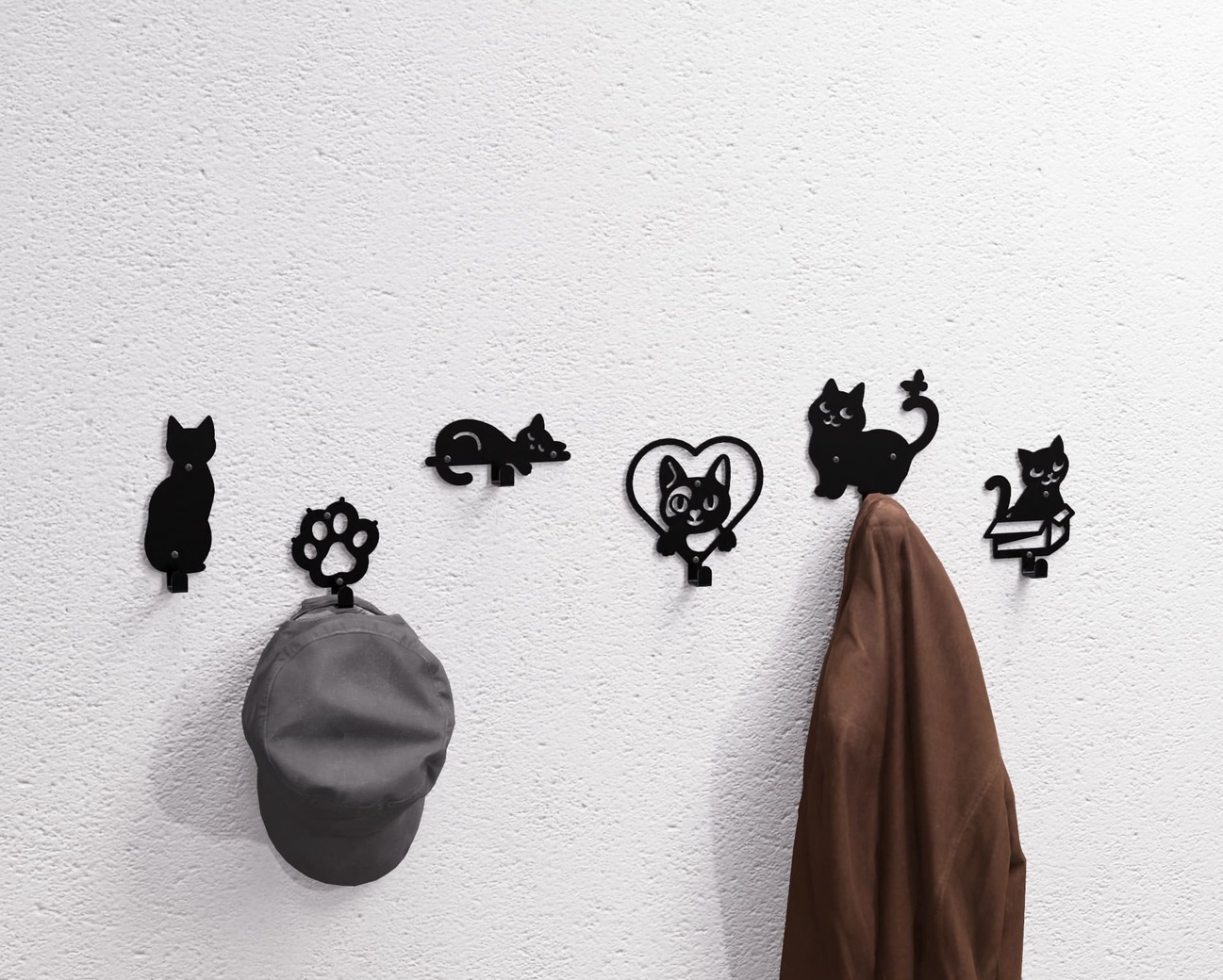 Cats Coat Hooks. DXF, SVG files for plasma, laser cutting. Wall hooks for coats