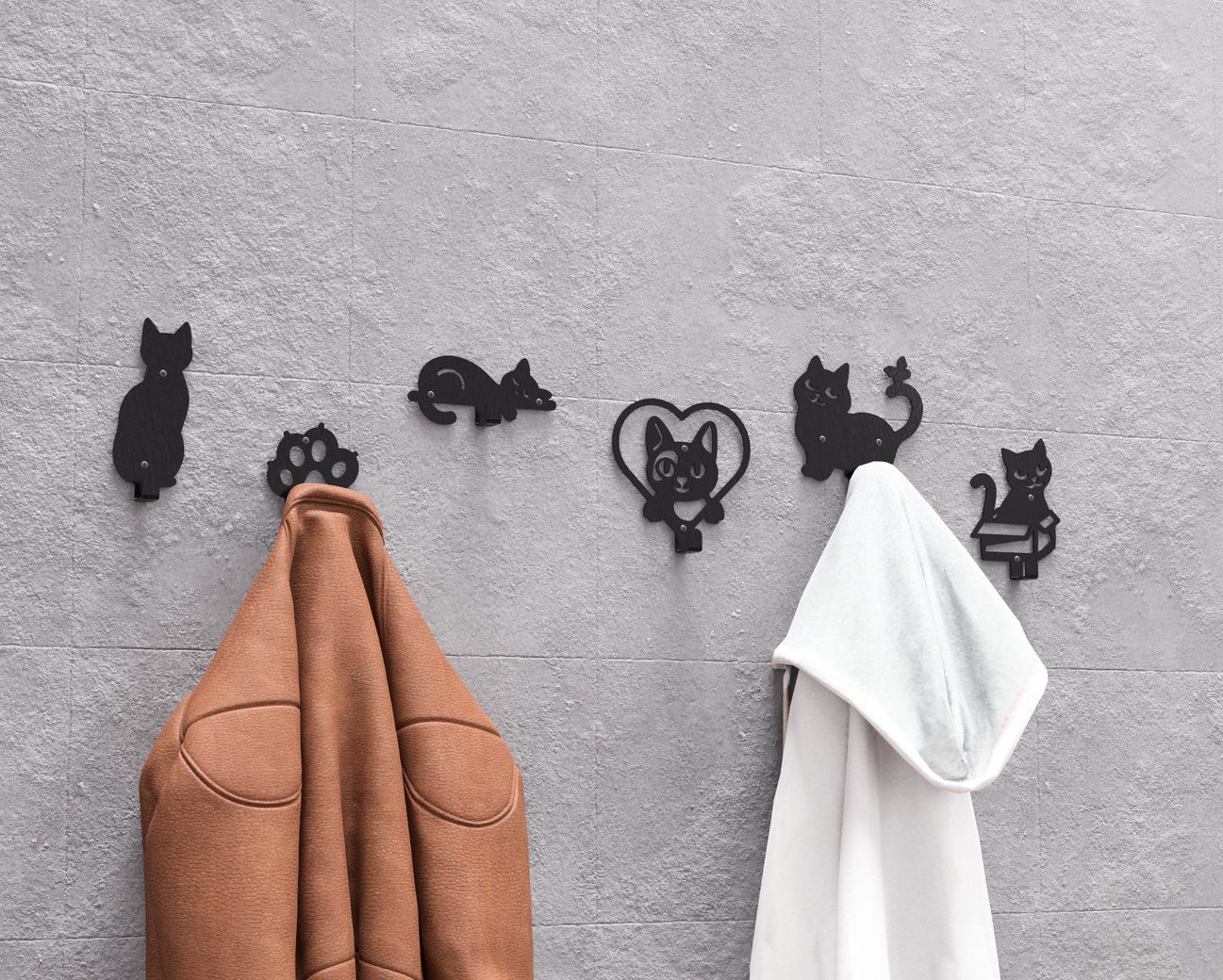 Cats Coat Hooks. DXF, SVG files for plasma, laser cutting. Wall hooks for coats. Фото 2