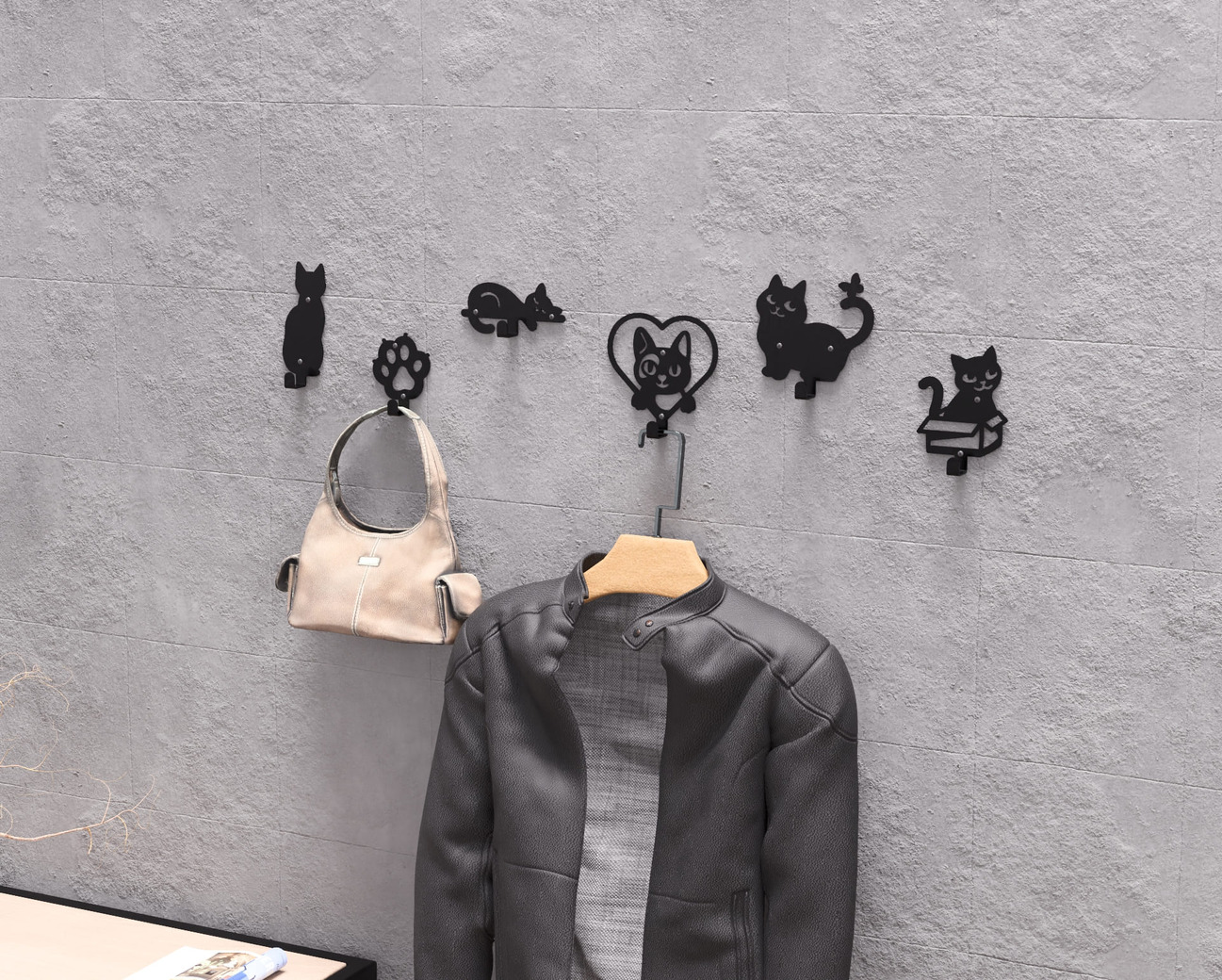 Cats Coat Hooks. DXF, SVG files for plasma, laser cutting. Wall hooks for coats. Фото 3