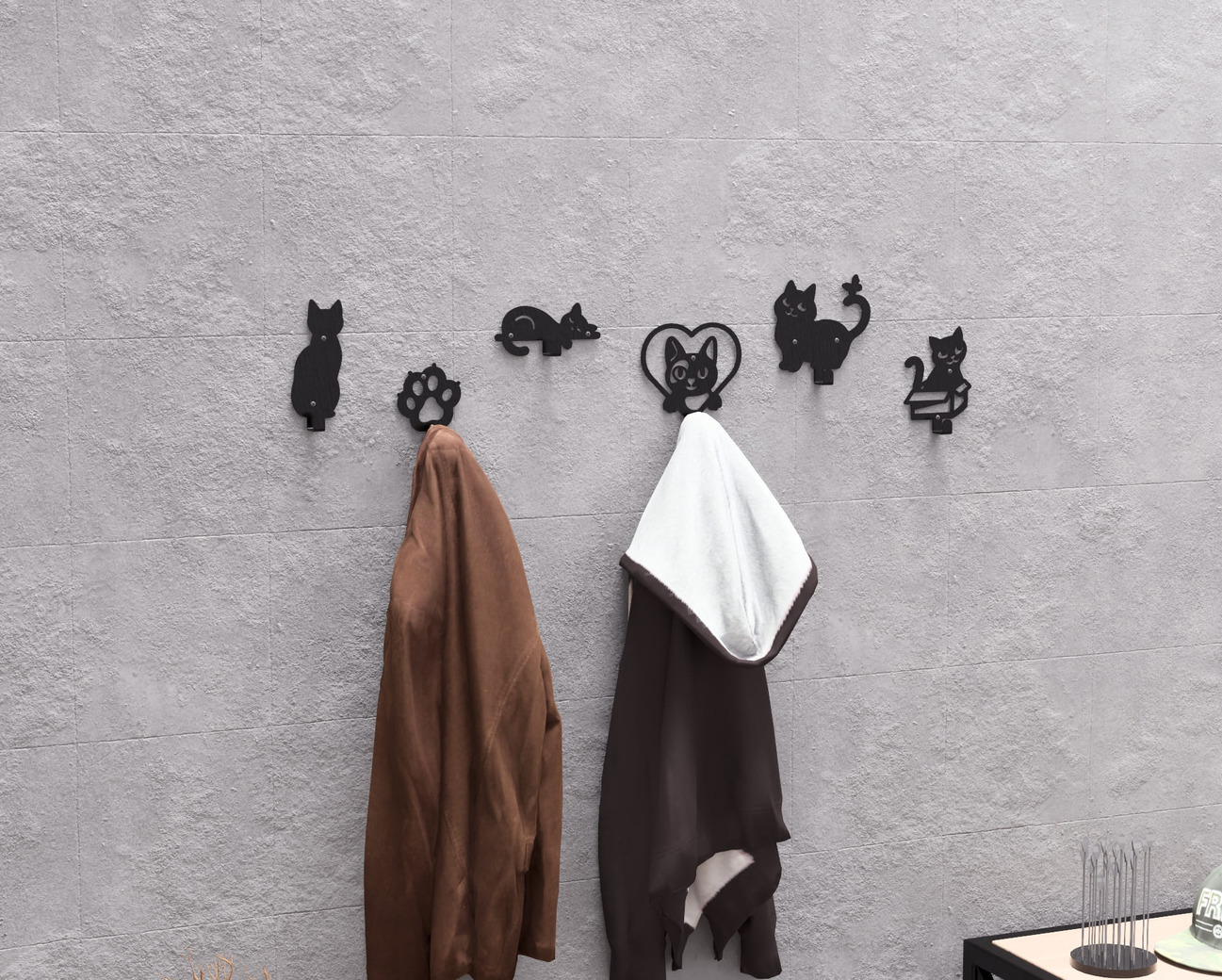 Cats Coat Hooks. DXF, SVG files for plasma, laser cutting. Wall hooks for coats. Фото 6