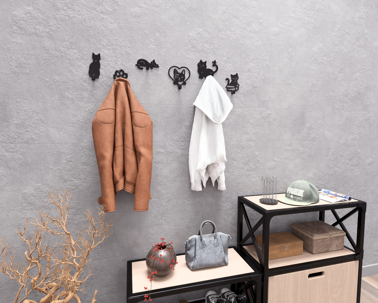 Cats Coat Hooks. DXF, SVG files for plasma, laser cutting. Wall hooks for coats. Фото 4