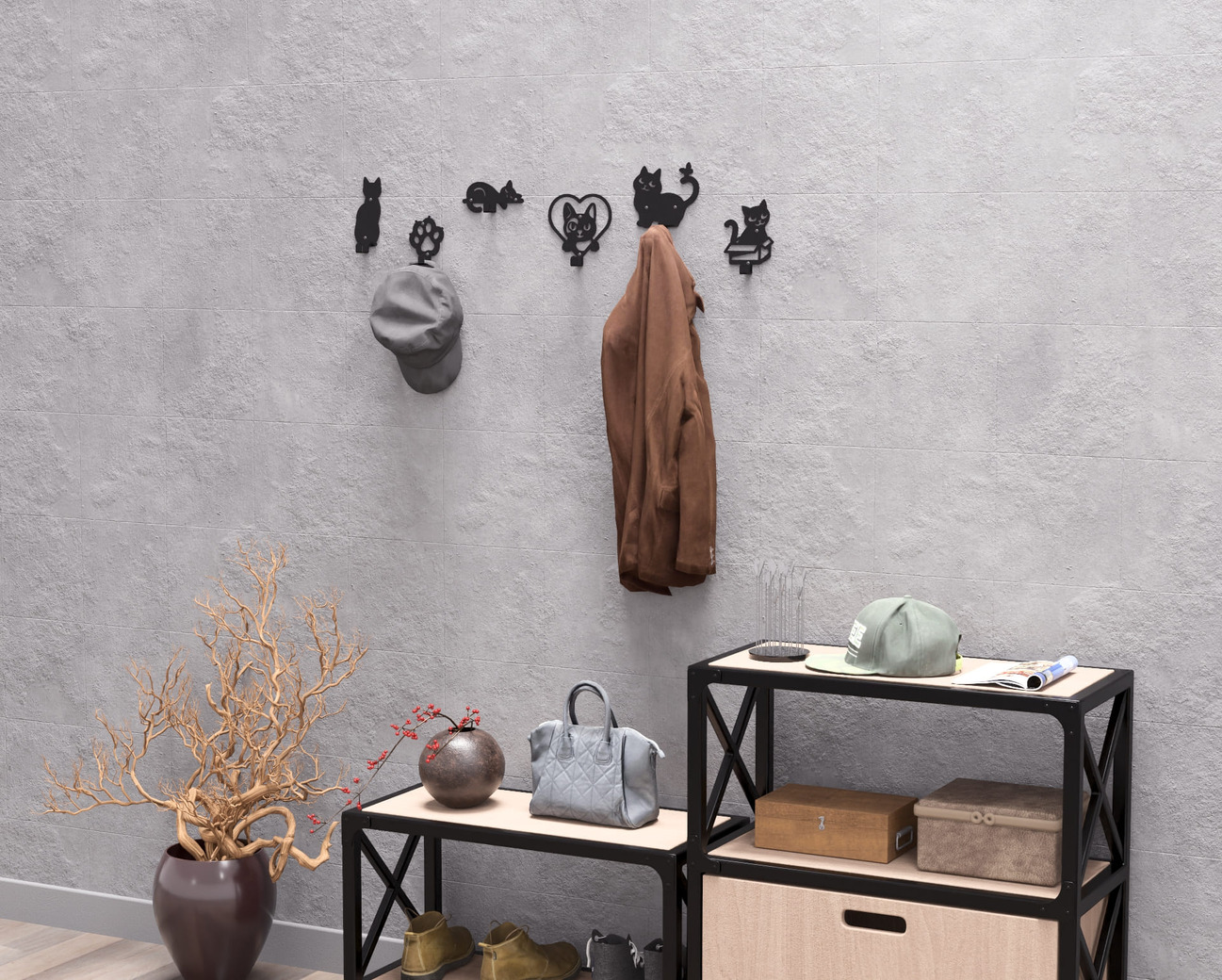 Cats Coat Hooks. DXF, SVG files for plasma, laser cutting. Wall hooks for coats. Фото 5