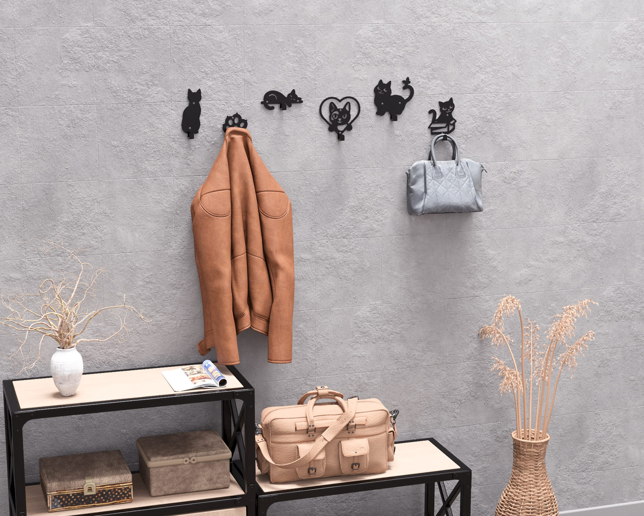 Cats Coat Hooks. DXF, SVG files for plasma, laser cutting. Wall hooks for coats. Фото 7