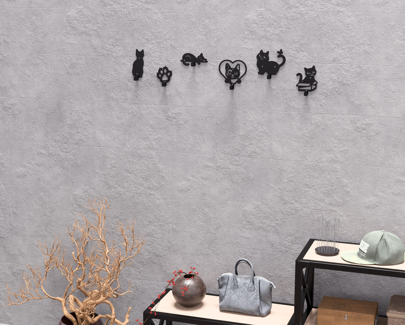 Cats Coat Hooks. DXF, SVG files for plasma, laser cutting. Wall hooks for coats. Фото 8