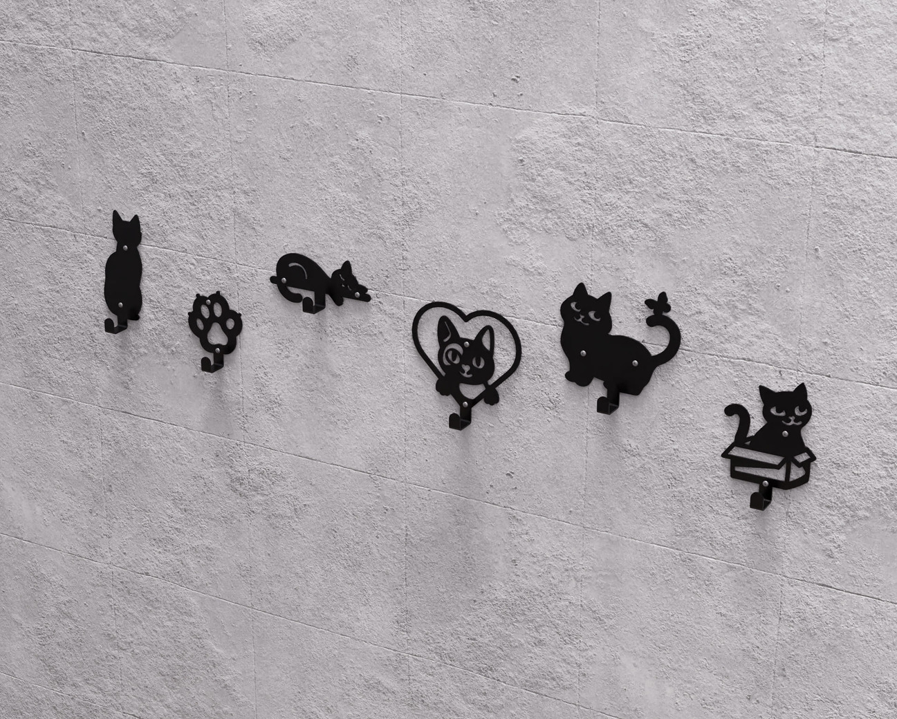 Cats Coat Hooks. DXF, SVG files for plasma, laser cutting. Wall hooks for coats. Фото 11
