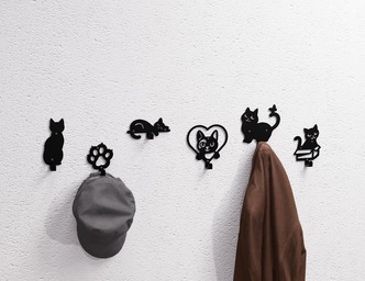 Cats Coat Hooks. DXF, SVG files for plasma, laser cutting. Wall hooks for coats