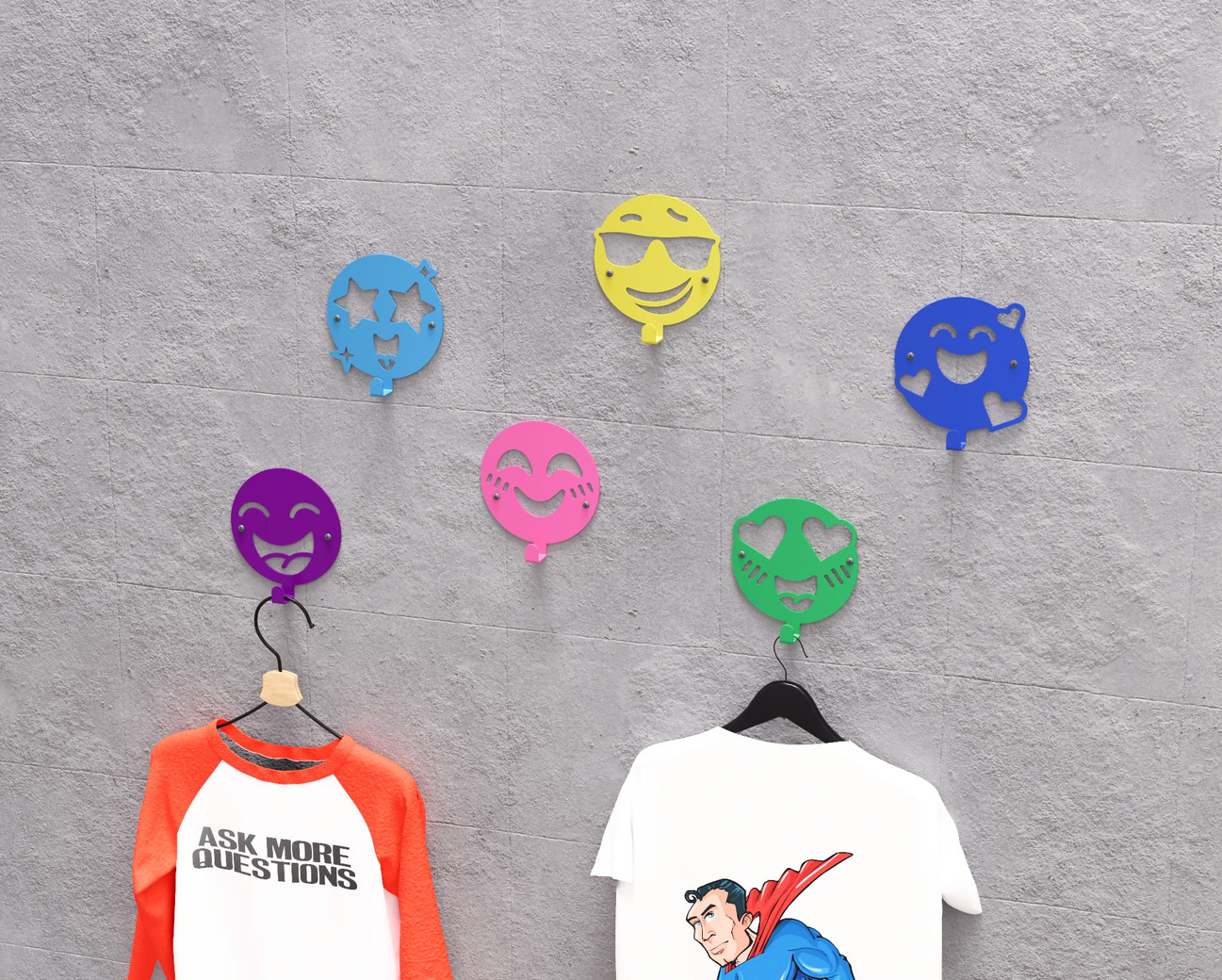 Emojis Coat Hooks. DXF, SVG files for plasma, laser cutting. Wall-mounted coat hooks