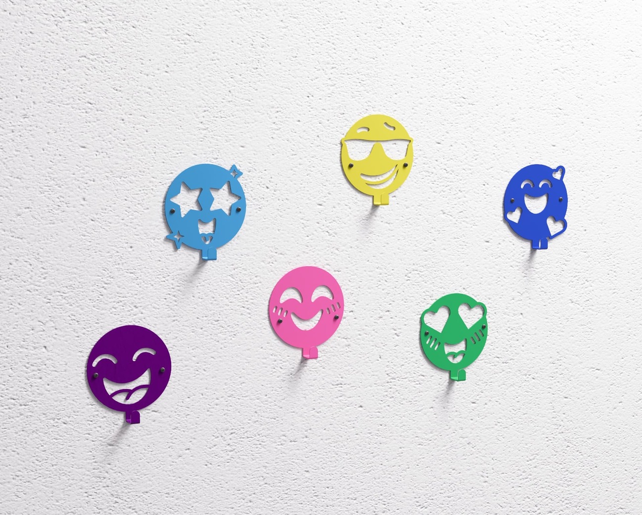 Emojis Coat Hooks. DXF, SVG files for plasma, laser cutting. Wall-mounted coat hooks. Фото 11