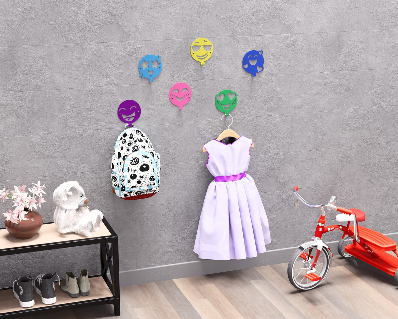 Emojis Coat Hooks. DXF, SVG files for plasma, laser cutting. Wall-mounted coat hooks. Фото 5
