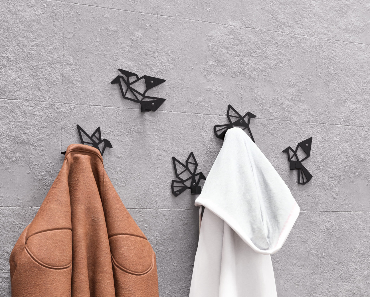 Origami Birds Coat Hooks. DXF, SVG files for plasma, laser cutting. Wall-mounted coat hooks. Фото 4