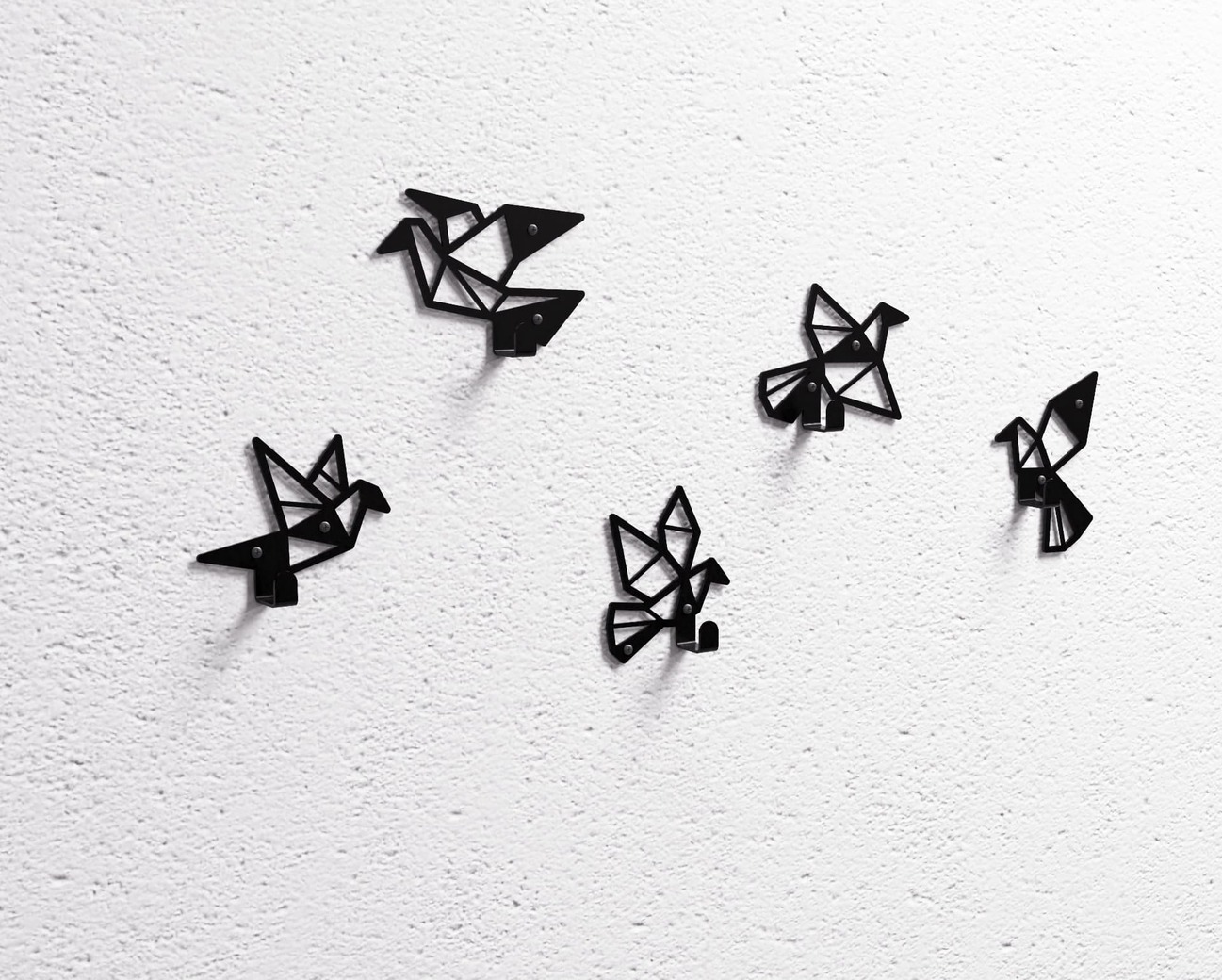 Origami Birds Coat Hooks. DXF, SVG files for plasma, laser cutting. Wall-mounted coat hooks. Фото 11