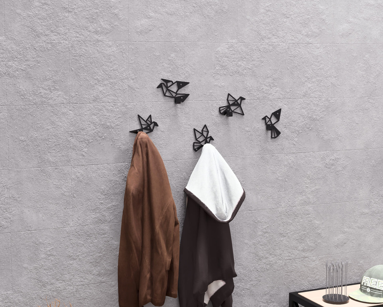 Origami Birds Coat Hooks. DXF, SVG files for plasma, laser cutting. Wall-mounted coat hooks. Фото 3