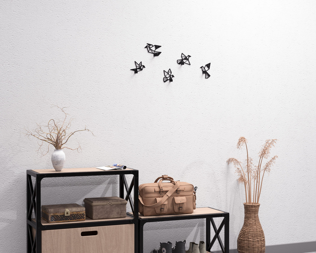 Origami Birds Coat Hooks. DXF, SVG files for plasma, laser cutting. Wall-mounted coat hooks. Фото 9