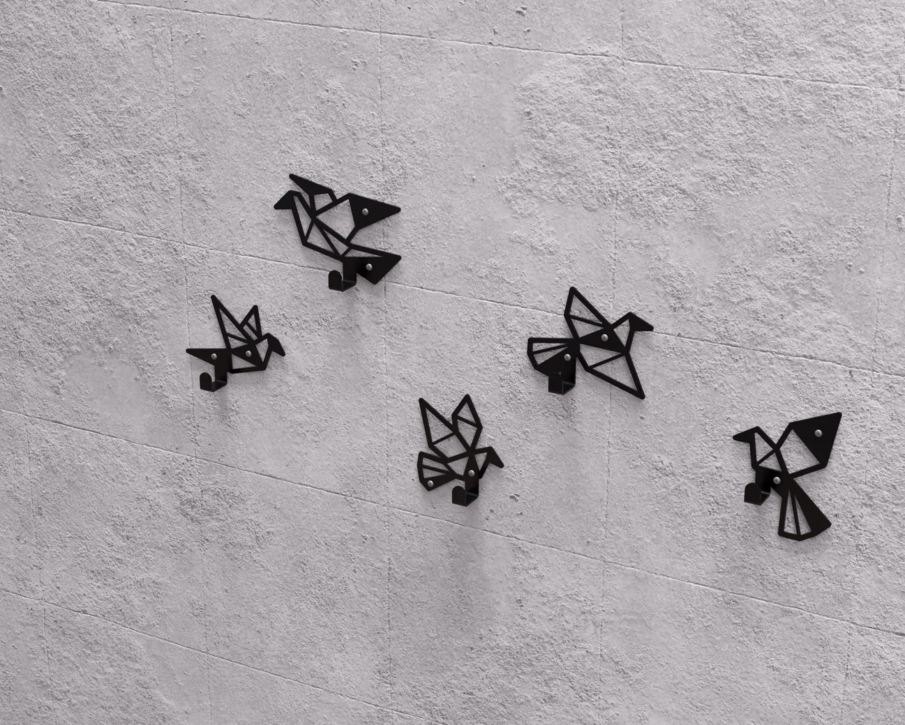 Origami Birds Coat Hooks. DXF, SVG files for plasma, laser cutting. Wall-mounted coat hooks. Фото 10