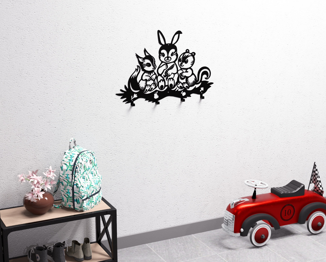 Forest Friends Kids’ Wall-Mounted Coat Rack. DXF, SVG files for plasma, laser cutting. Wall Coat Rack. Фото 13