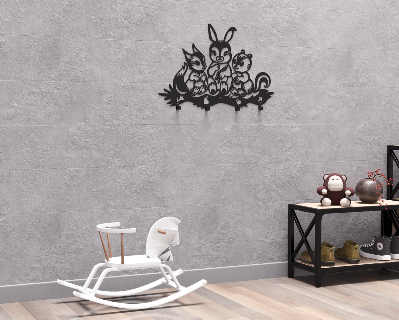 Forest Friends Kids’ Wall-Mounted Coat Rack. DXF, SVG files for plasma, laser cutting. Wall Coat Rack. Фото 8