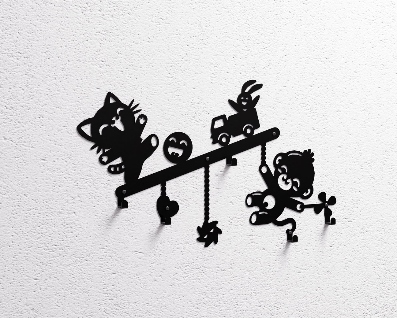 Fun Toys Kids’ Wall-Mounted Coat Rack. DXF, SVG files for plasma, laser cutting. Wall Coat Rack. Фото 12