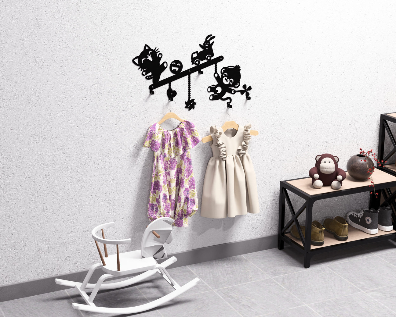 Fun Toys Kids’ Wall-Mounted Coat Rack. DXF, SVG files for plasma, laser cutting. Wall Coat Rack. Фото 7