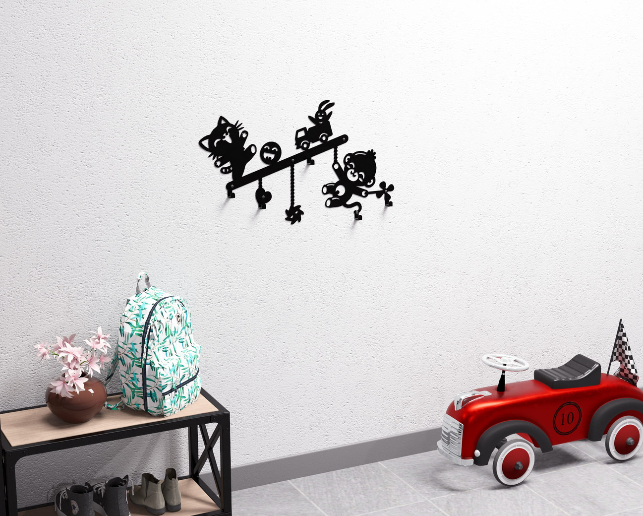 Fun Toys Kids’ Wall-Mounted Coat Rack. DXF, SVG files for plasma, laser cutting. Wall Coat Rack. Фото 8