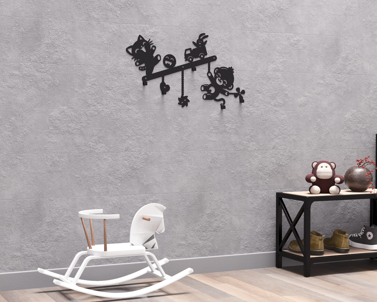 Fun Toys Kids’ Wall-Mounted Coat Rack. DXF, SVG files for plasma, laser cutting. Wall Coat Rack. Фото 10
