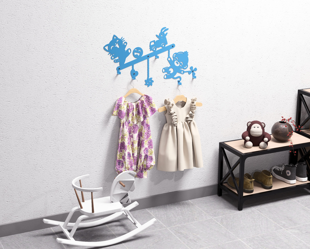 Fun Toys Kids’ Wall-Mounted Coat Rack. DXF, SVG files for plasma, laser cutting. Wall Coat Rack. Фото 14
