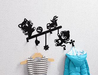 Fun Toys Kids’ Wall-Mounted Coat Rack. DXF, SVG files for plasma, laser cutting. Wall Coat Rack