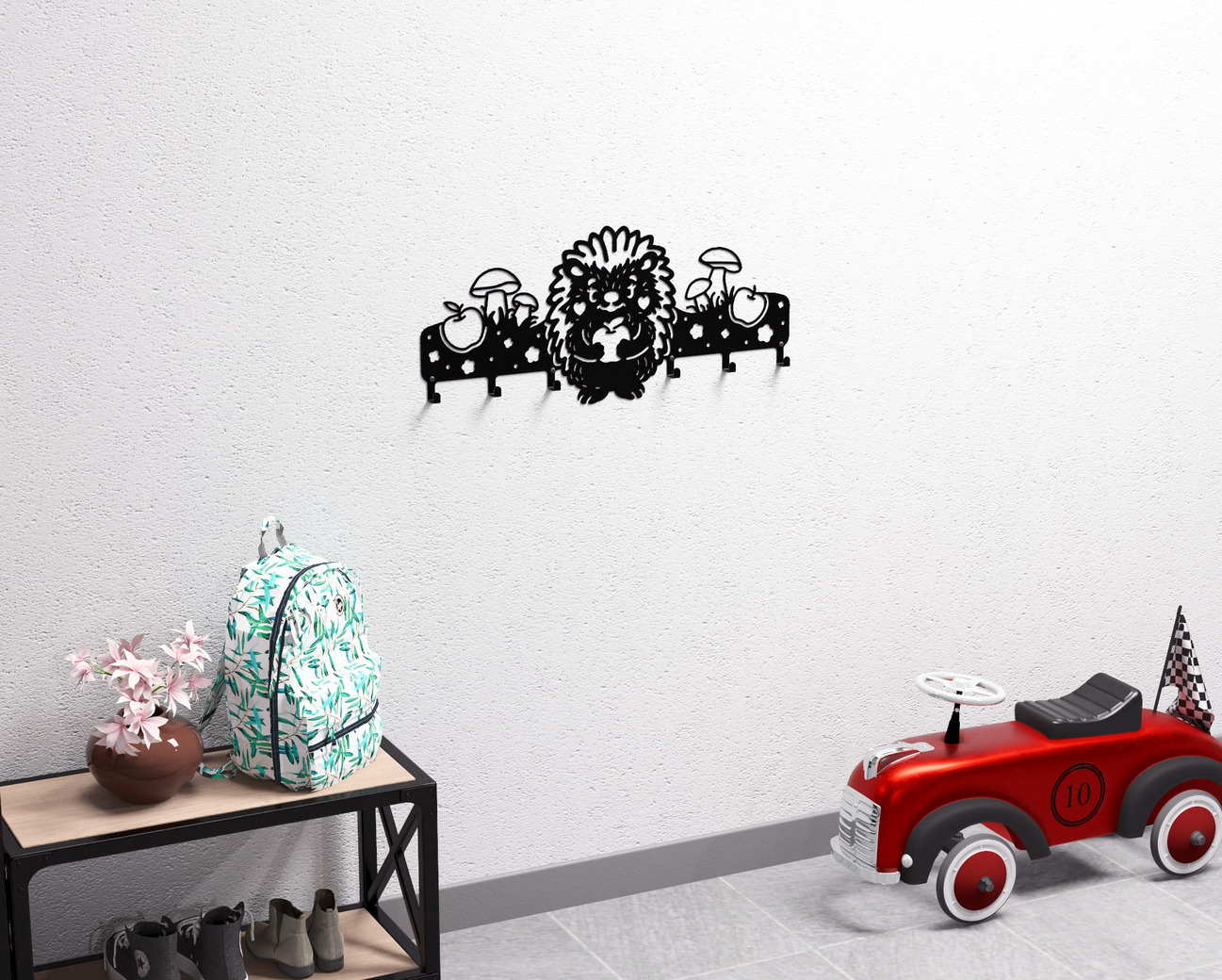 Hedgehog Kids’ Wall-Mounted Coat Rack. DXF, SVG files for plasma, laser cutting. Wall Mount Coat Rack. Фото 8