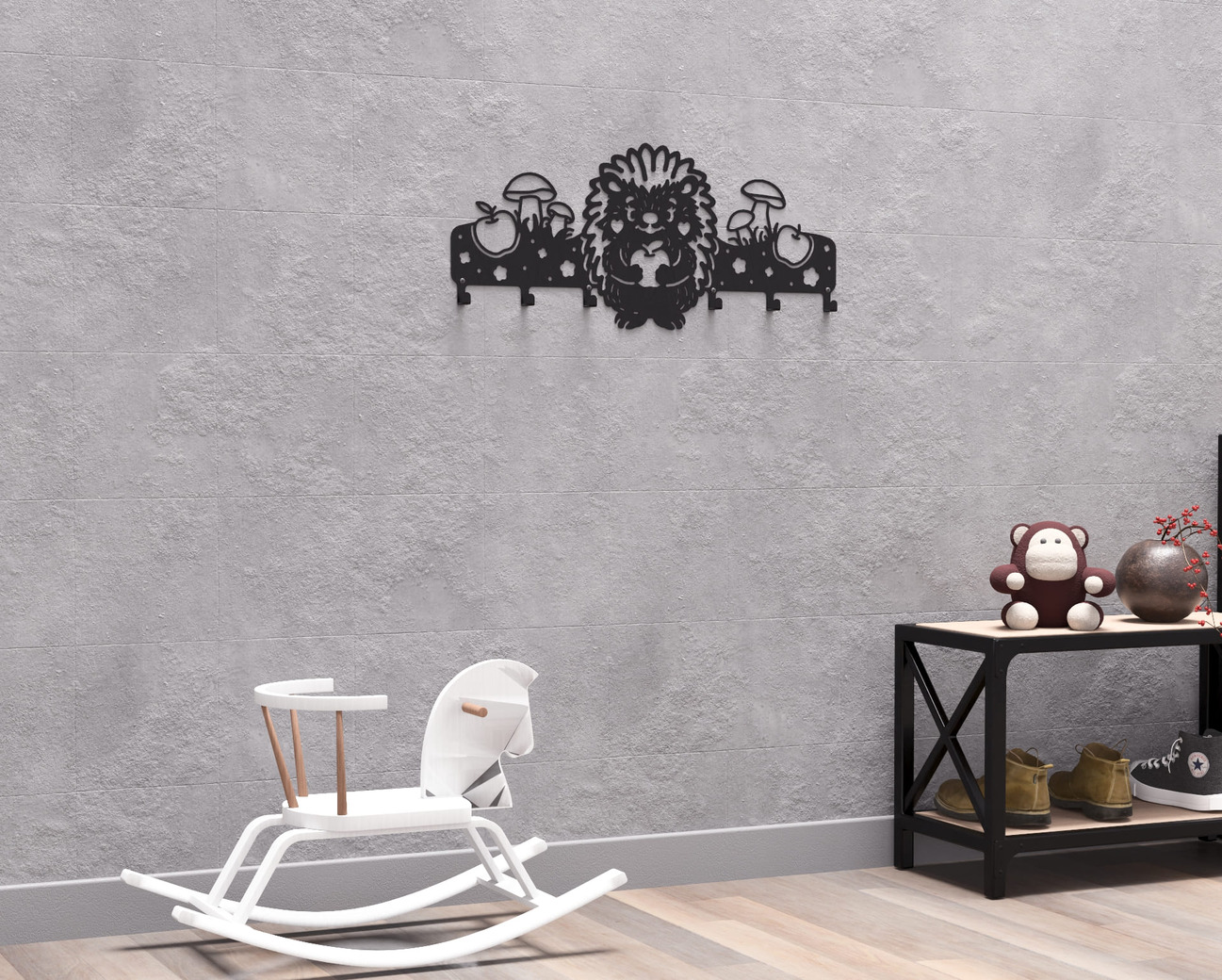 Hedgehog Kids’ Wall-Mounted Coat Rack. DXF, SVG files for plasma, laser cutting. Wall Mount Coat Rack. Фото 10
