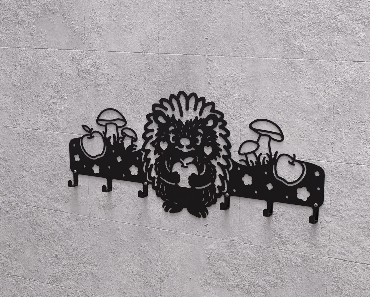 Hedgehog Kids’ Wall-Mounted Coat Rack. DXF, SVG files for plasma, laser cutting. Wall Mount Coat Rack. Фото 9